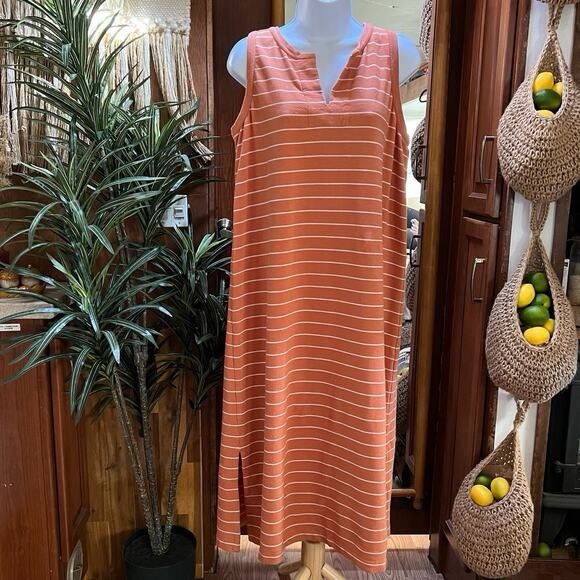 J. Jill Dresses & Skirts - NWT J.Jill Sleeveless Dress in Orange and White Stripes